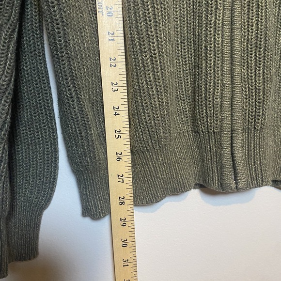 LL Bean Knit Ribbed Sweater Men's Size Medium Full Zip Olive Green 0YR27 - Picture 4 of 7